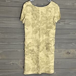 Vintage Karin Stevens Toile Print Linen Shift Dress Womens 10 Floral French